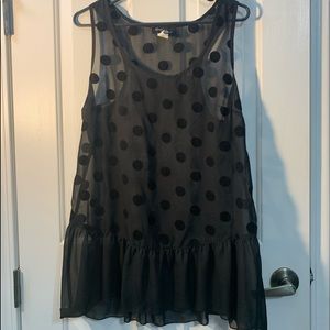 Black sheer cut off blouse